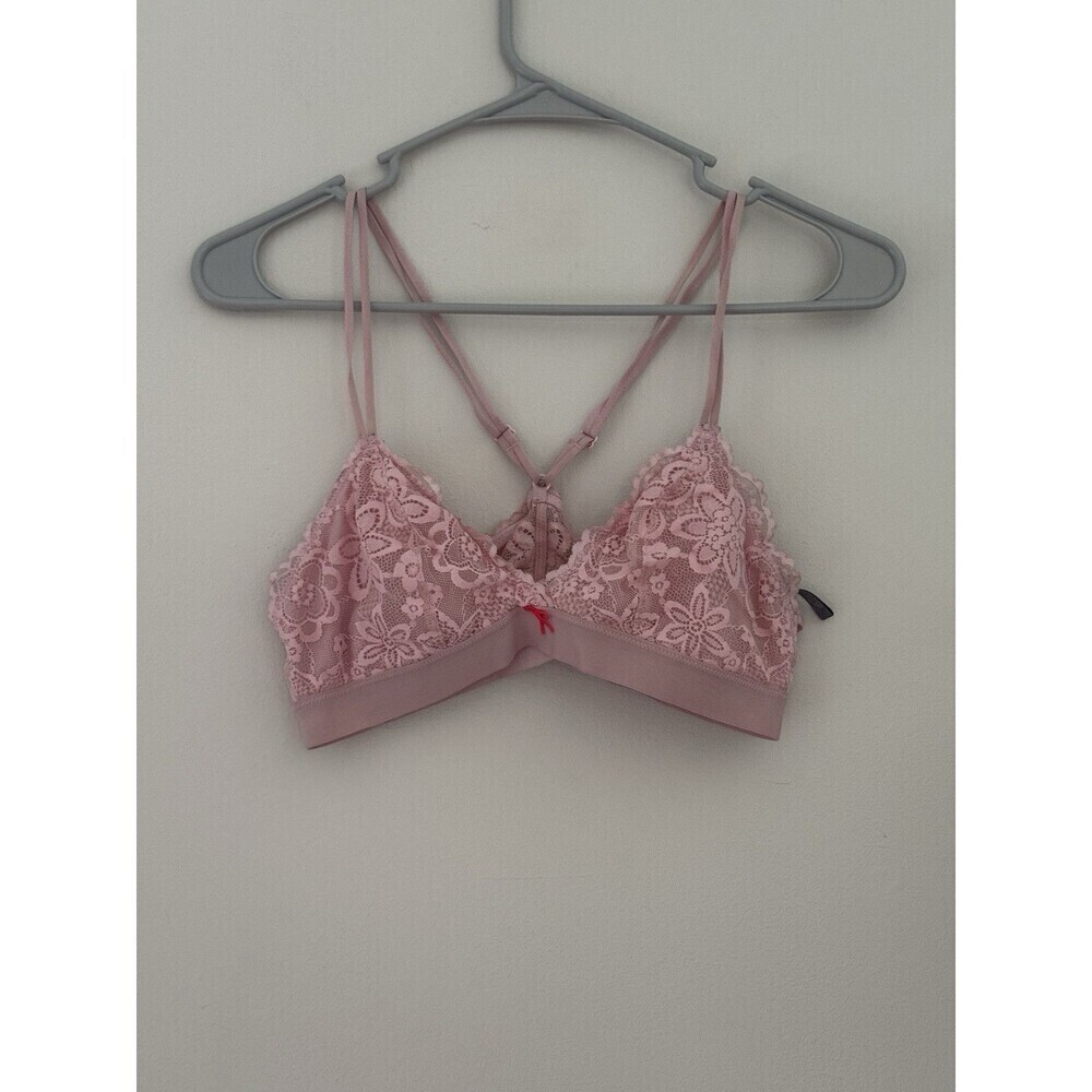 Aerie Women's M Medium Lace Unlined Plunge Bralette pink NWOT